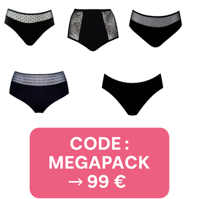 Pack Black Friday : 5 culottes menstruelles Louloucup certifiées OEKO-TEX 100 – Testées sans PFAS 